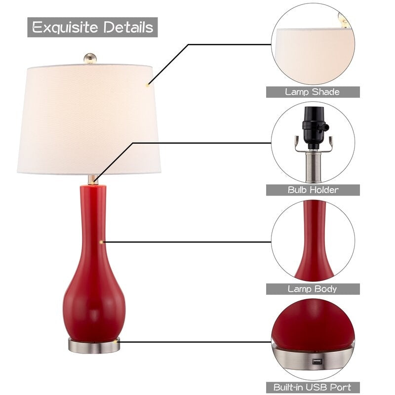 Set di lampade da tavolo in ceramica 28.5 con USB (set di 2)