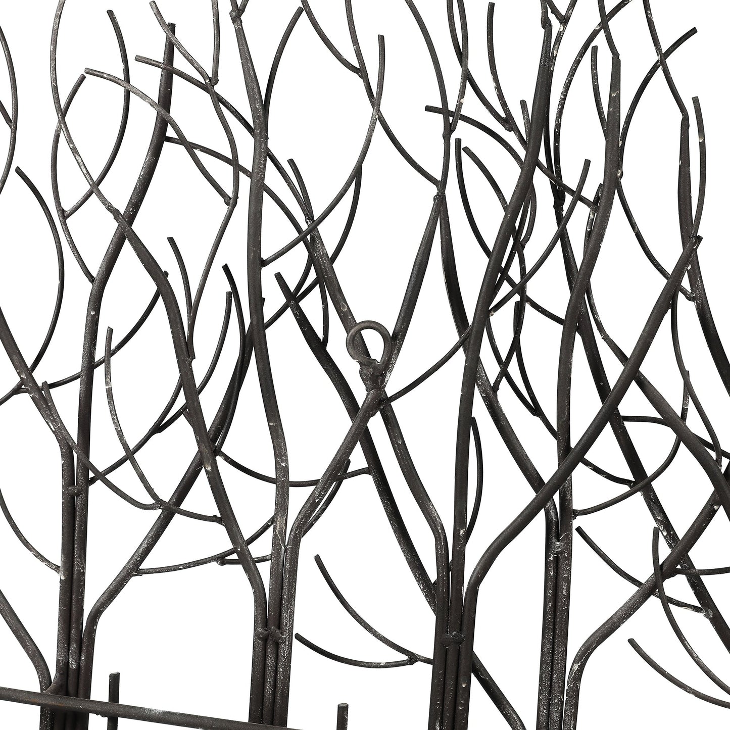 Decorazione da parete in metallo nero con campo di alberi