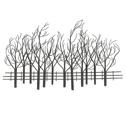 Decorazione da parete in metallo nero con campo di alberi