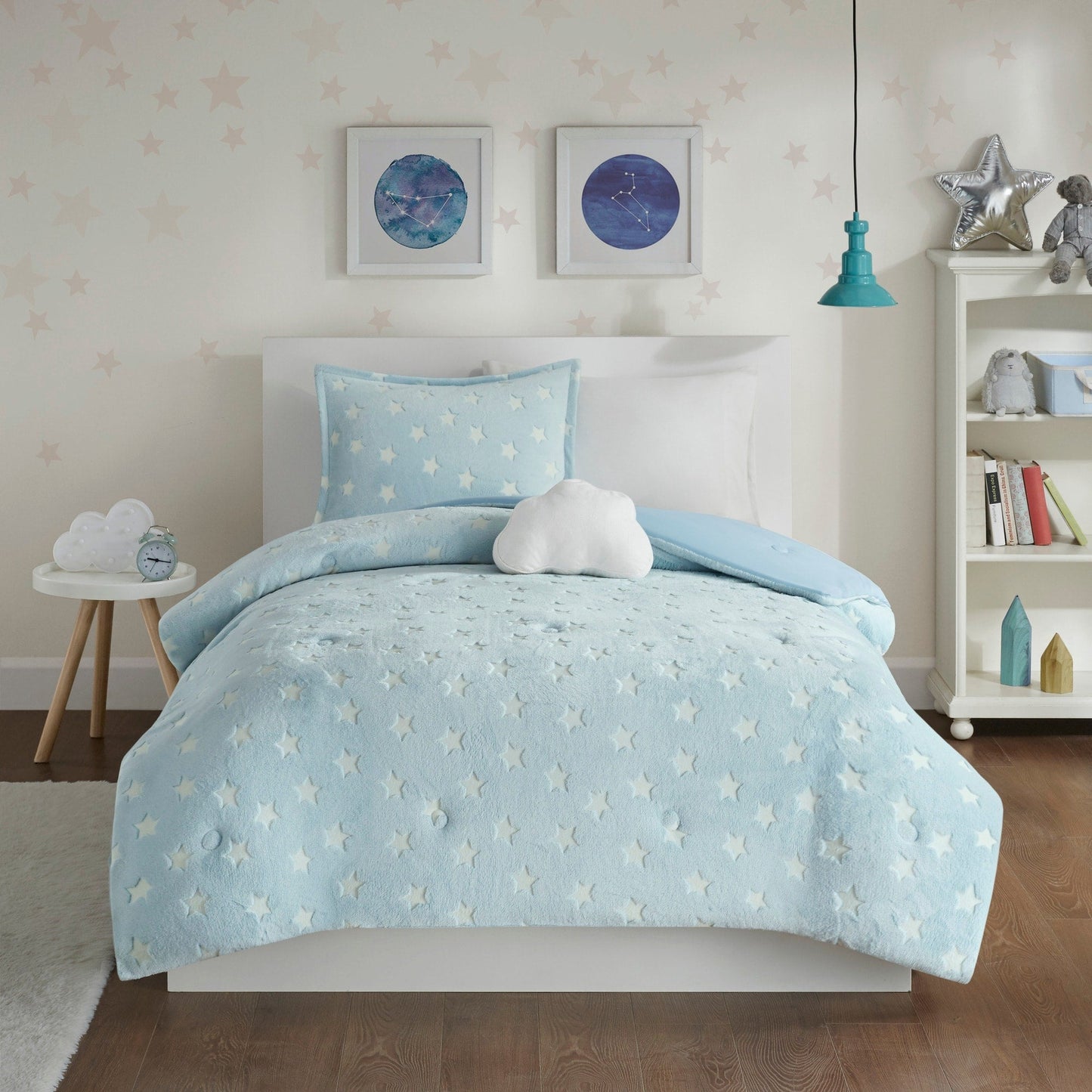 Set di piumoni in peluche Avery Aqua Glow In The Dark di Intelligent Design Kids