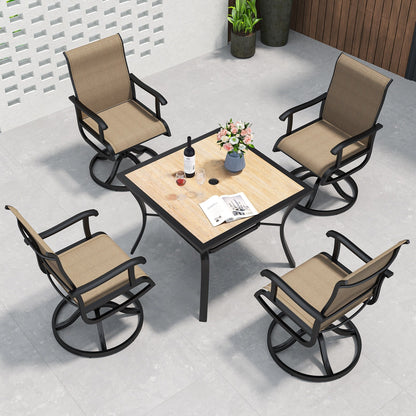 Set da pranzo per esterni 5/7/9 pezzi con sedie girevoli in textilene da 28 W, tavolo