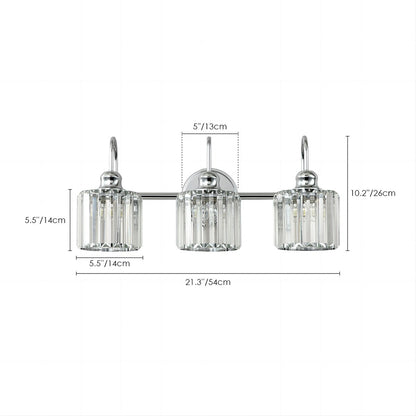 Lampada da parete lineare da bagno dimmerabile moderna Glam Crystal a 3/4 luci