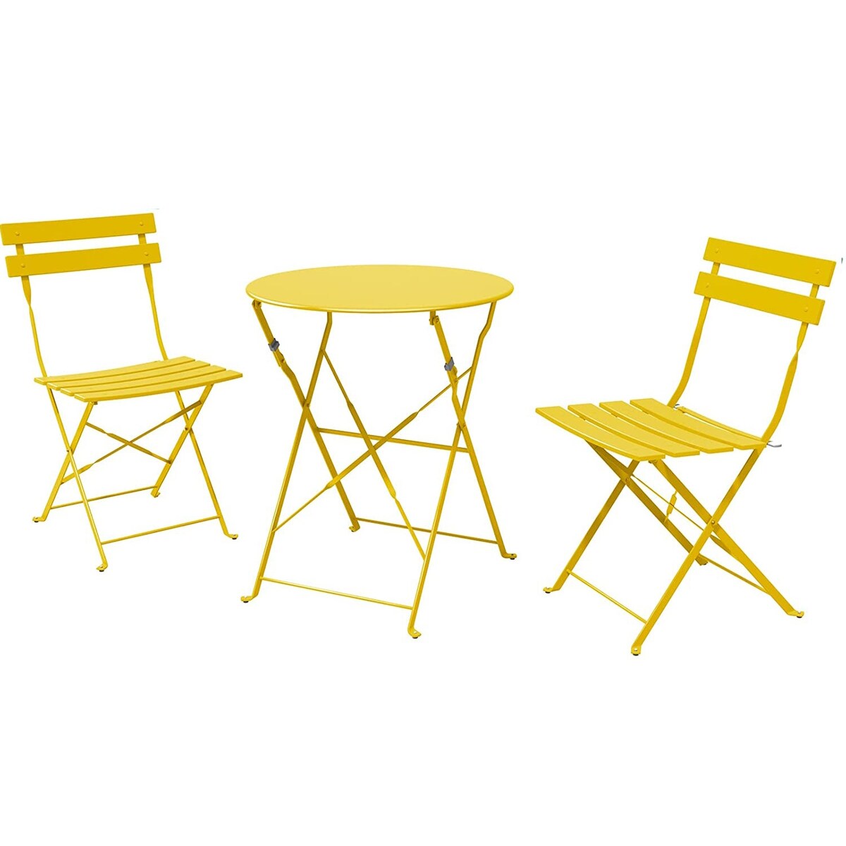 Set da bistrot pieghevole in metallo da 3 pezzi, set da conversazione per esterni/interni resistente alle intemperie per patio, cortile, giardino