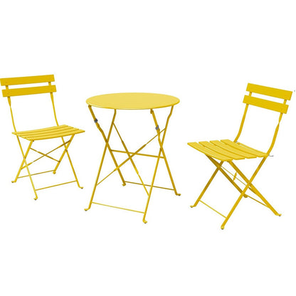 Set da bistrot pieghevole in metallo da 3 pezzi, set da conversazione per esterni/interni resistente alle intemperie per patio, cortile, giardino