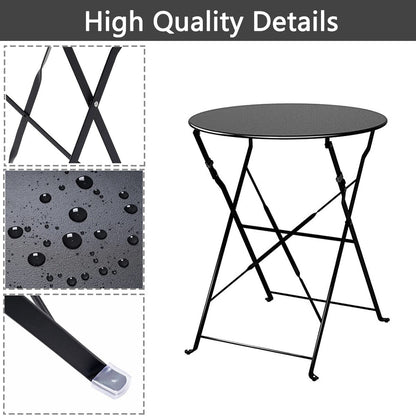 Set da bistrot pieghevole in metallo da 3 pezzi, set da conversazione per esterni/interni resistente alle intemperie per patio, cortile, giardino