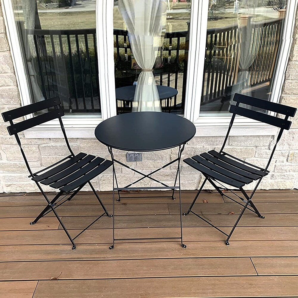 Set da bistrot pieghevole in metallo da 3 pezzi, set da conversazione per esterni/interni resistente alle intemperie per patio, cortile, giardino