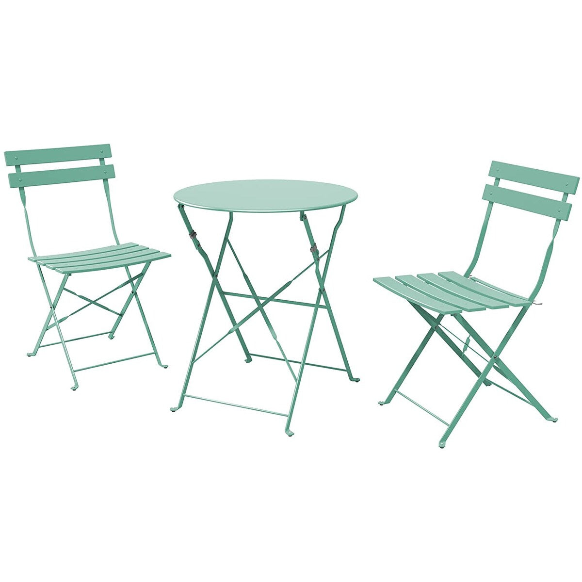 Set da bistrot pieghevole in metallo da 3 pezzi, set da conversazione per esterni/interni resistente alle intemperie per patio, cortile, giardino