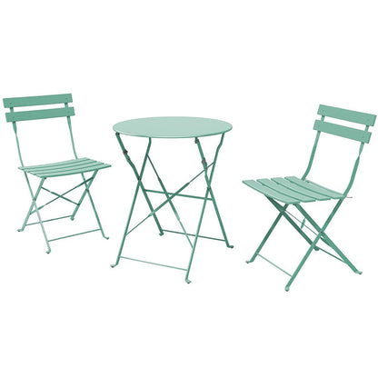 Set da bistrot pieghevole in metallo da 3 pezzi, set da conversazione per esterni/interni resistente alle intemperie per patio, cortile, giardino