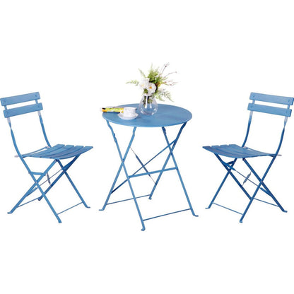 Set da bistrot pieghevole in metallo da 3 pezzi, set da conversazione per esterni/interni resistente alle intemperie per patio, cortile, giardino