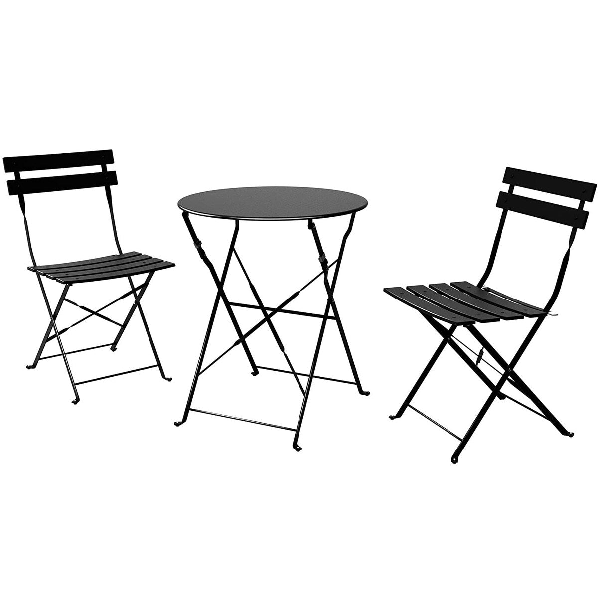Set da bistrot pieghevole in metallo da 3 pezzi, set da conversazione per esterni/interni resistente alle intemperie per patio, cortile, giardino