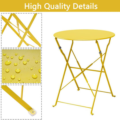 Set da bistrot pieghevole in metallo da 3 pezzi, set da conversazione per esterni/interni resistente alle intemperie per patio, cortile, giardino