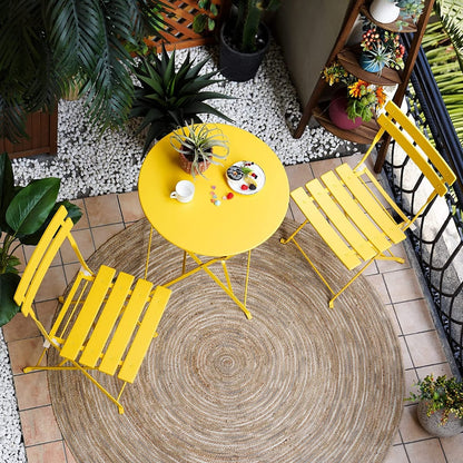 Set da bistrot pieghevole in metallo da 3 pezzi, set da conversazione per esterni/interni resistente alle intemperie per patio, cortile, giardino