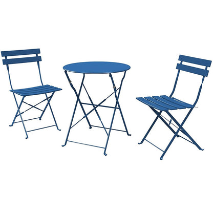 Set da bistrot pieghevole in metallo da 3 pezzi, set da conversazione per esterni/interni resistente alle intemperie per patio, cortile, giardino