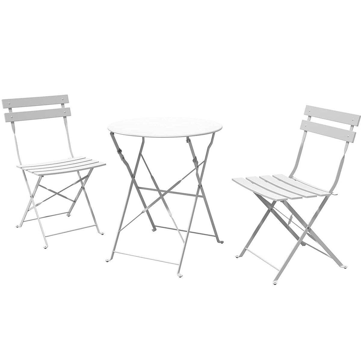 Set da bistrot pieghevole in metallo da 3 pezzi, set da conversazione per esterni/interni resistente alle intemperie per patio, cortile, giardino