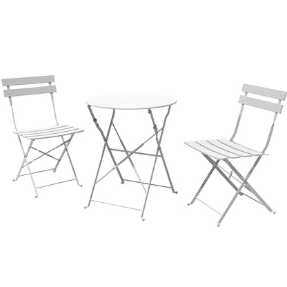 Set da bistrot pieghevole in metallo da 3 pezzi, set da conversazione per esterni/interni resistente alle intemperie per patio, cortile, giardino
