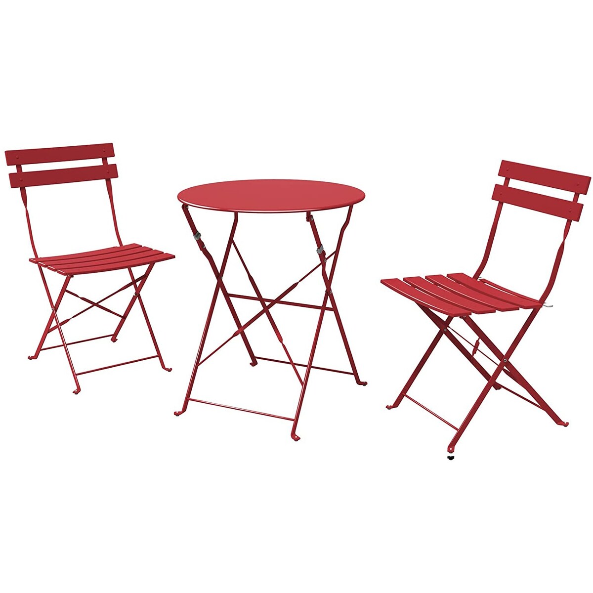 Set da bistrot pieghevole in metallo da 3 pezzi, set da conversazione per esterni/interni resistente alle intemperie per patio, cortile, giardino