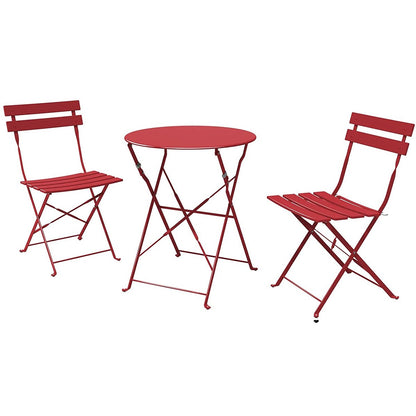 Set da bistrot pieghevole in metallo da 3 pezzi, set da conversazione per esterni/interni resistente alle intemperie per patio, cortile, giardino