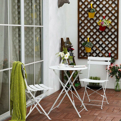 Set da bistrot pieghevole in metallo da 3 pezzi, set da conversazione per esterni/interni resistente alle intemperie per patio, cortile, giardino