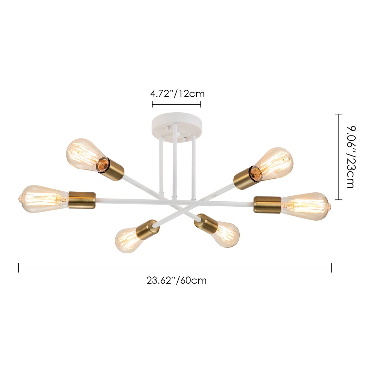 6 - Lampada da soffitto semi-incassata Sputnik in metallo moderno leggero da 23,62''