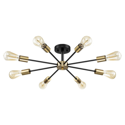 Lampada semi-incassata Sputnik nera/oro da soffitto per soggiorno/cucina/ufficio/camera da letto/ingresso