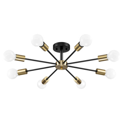 Lampada semi-incassata Sputnik nera/oro da soffitto per soggiorno/cucina/ufficio/camera da letto/ingresso