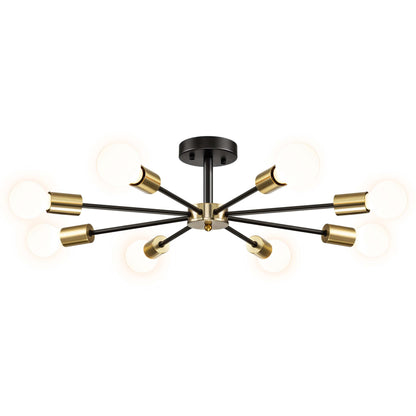 Lampada semi-incassata Sputnik nera/oro da soffitto per soggiorno/cucina/ufficio/camera da letto/ingresso