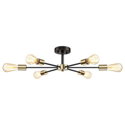 Lampada semi-incassata Sputnik nera/oro da soffitto per soggiorno/cucina/ufficio/camera da letto/ingresso