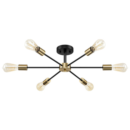 Lampada semi-incassata Sputnik nera/oro da soffitto per soggiorno/cucina/ufficio/camera da letto/ingresso