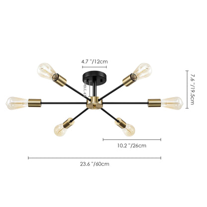Lampada semi-incassata Sputnik nera/oro da soffitto per soggiorno/cucina/ufficio/camera da letto/ingresso