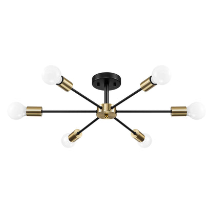 Lampada semi-incassata Sputnik nera/oro da soffitto per soggiorno/cucina/ufficio/camera da letto/ingresso