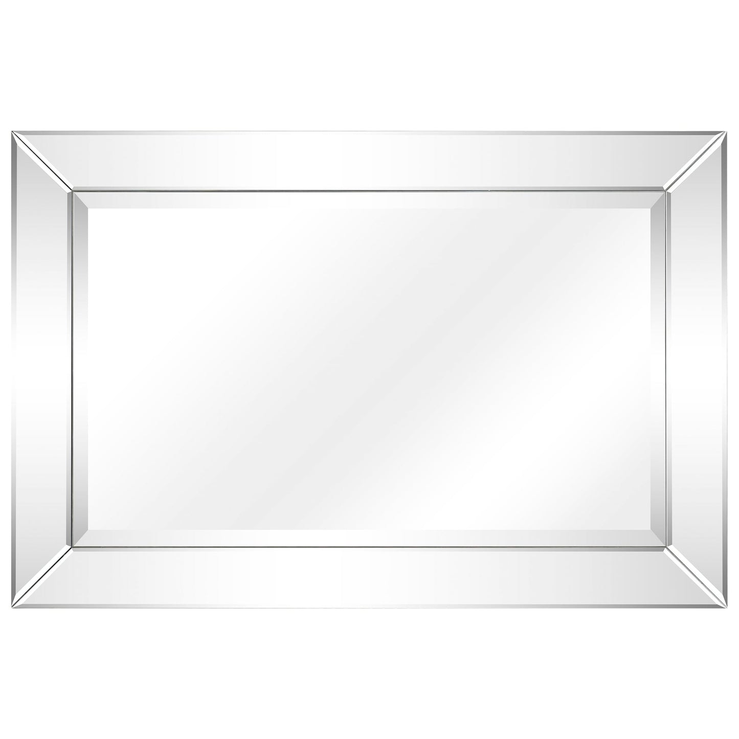 Specchio da parete rettangolare smussato trasparente HD per bagno, toeletta, specchi da camera da letto, 3 misure