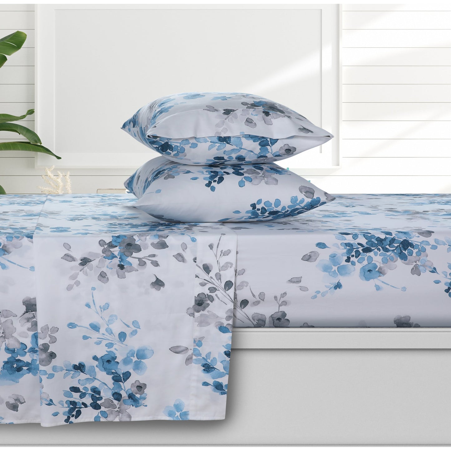 Set di lenzuola con tasche profonde in raso di cotone biologico Azores Home a 300 fili