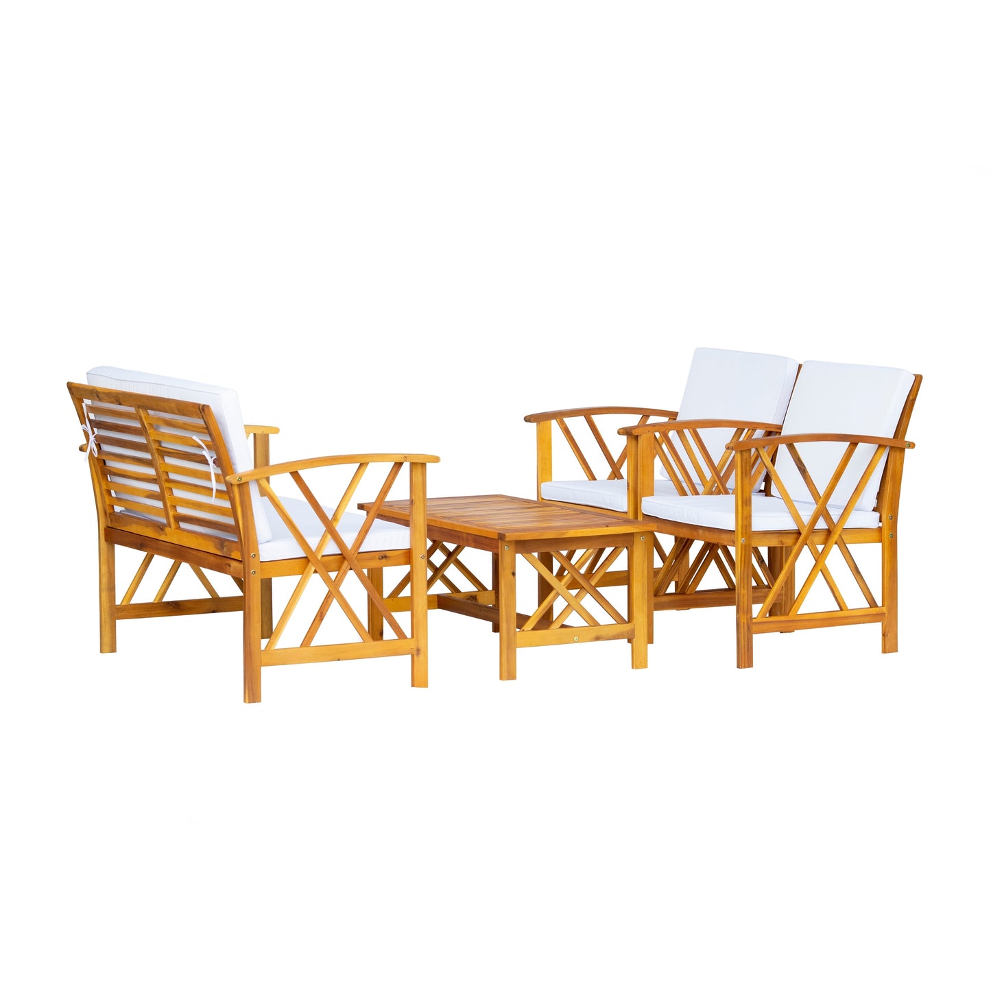 Set da esterno in legno Beckton da 4 pezzi con cuscini