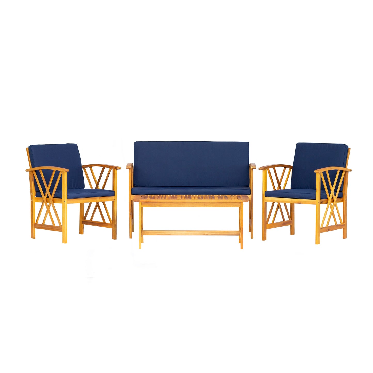 Set da esterno in legno Beckton da 4 pezzi con cuscini