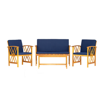 Set da esterno in legno Beckton da 4 pezzi con cuscini