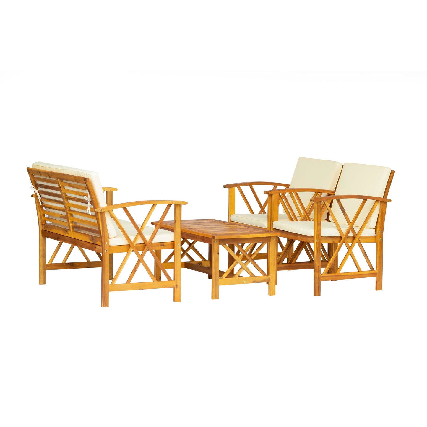 Set da esterno in legno Beckton da 4 pezzi con cuscini
