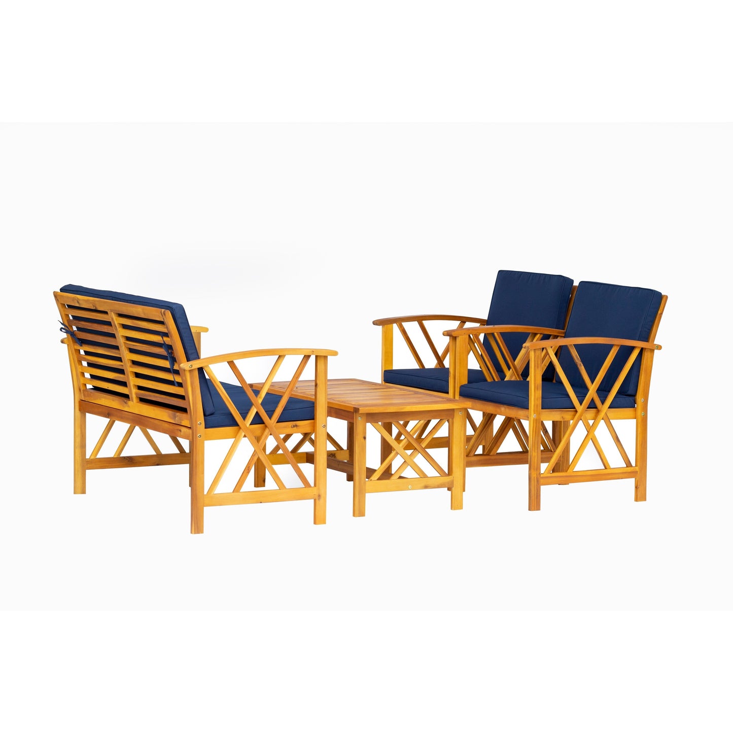 Set da esterno in legno Beckton da 4 pezzi con cuscini