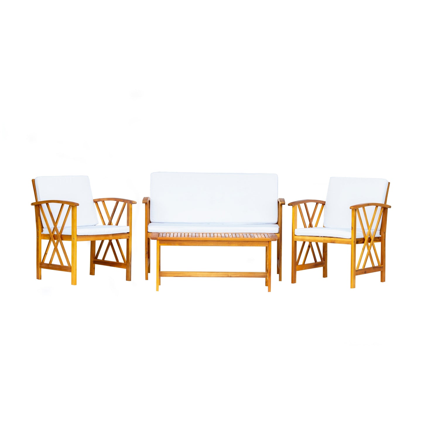 Set da esterno in legno Beckton da 4 pezzi con cuscini