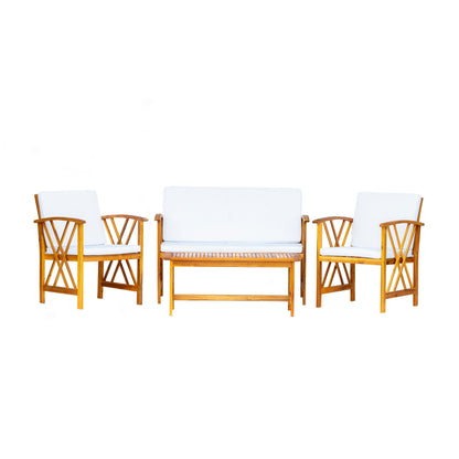 Set da esterno in legno Beckton da 4 pezzi con cuscini
