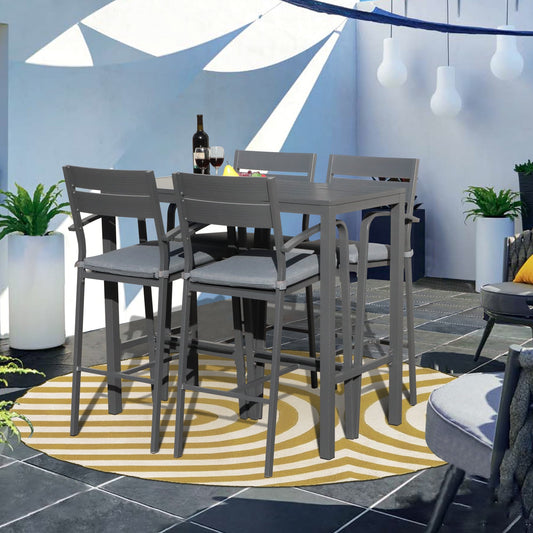 Set da bar in alluminio per patio da 5 pezzi, set da pranzo per esterni
