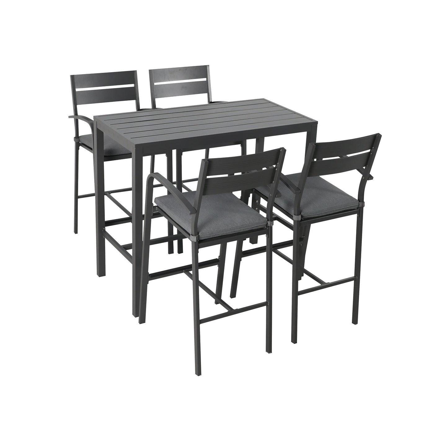 Set da bar in alluminio per patio da 5 pezzi, set da pranzo per esterni