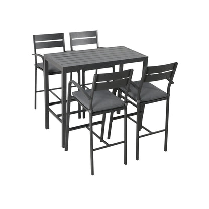 Set da bar in alluminio per patio da 5 pezzi, set da pranzo per esterni