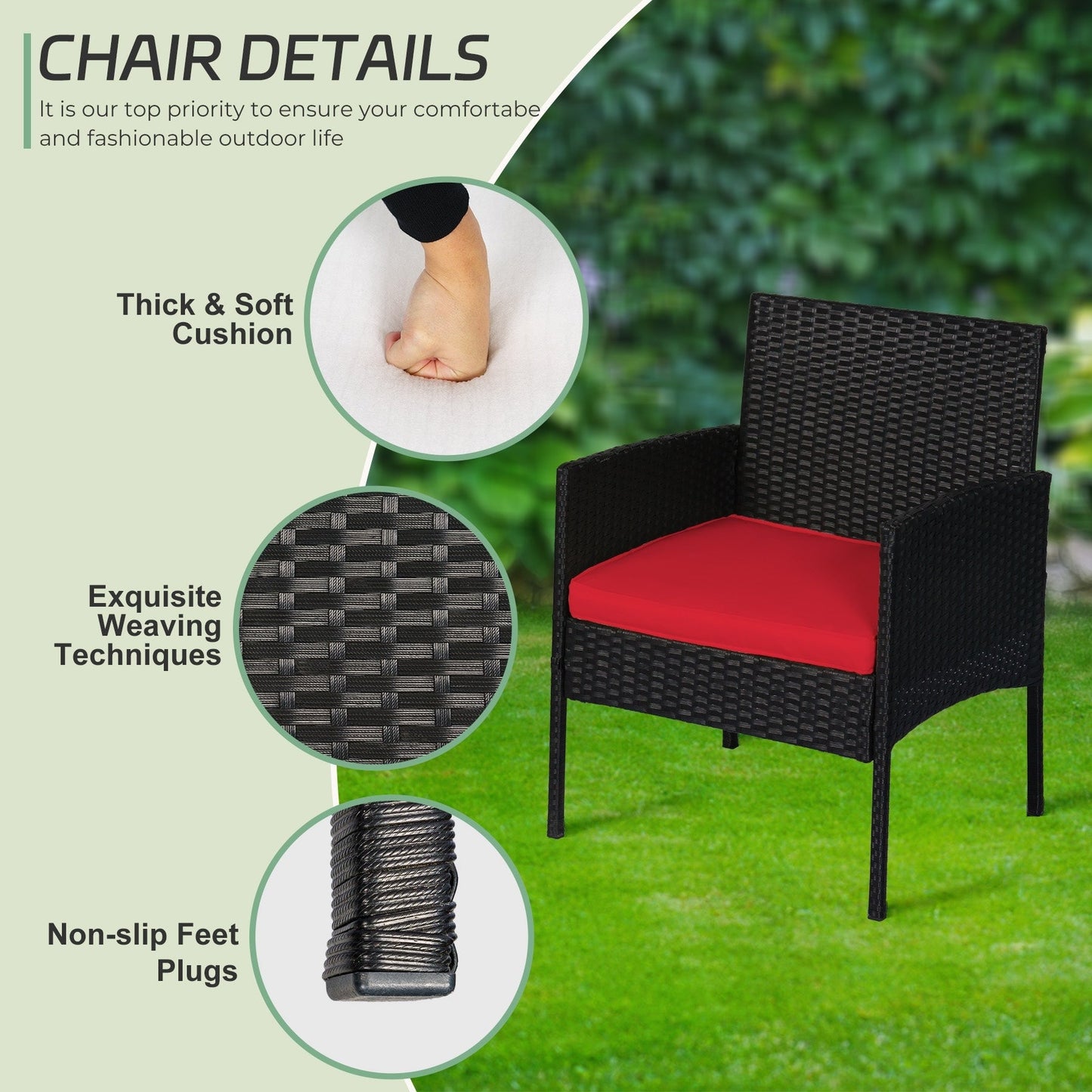 Set di 4 mobili da giardino in vimini per conversazioni, set di mobili da esterno in rattan con cuscini per giardino