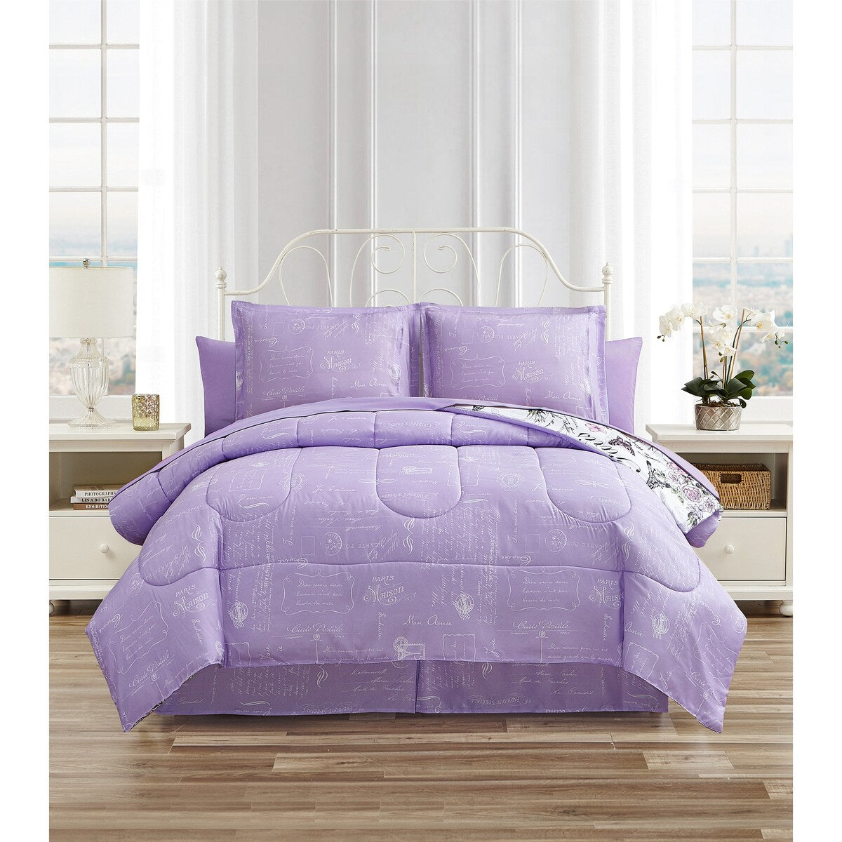 Set copripiumino reversibile in morbida microfibra CEDAR COURT Paris Floral Lilac