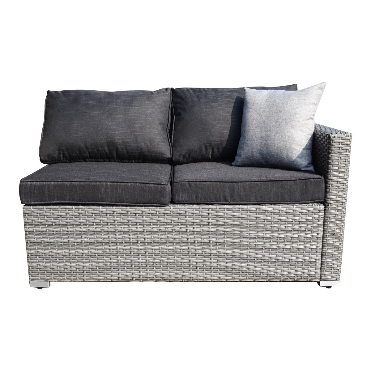 Set da conversazione per patio in vimini per tutte le stagioni, 3 pezzi, componibile per esterni, beige