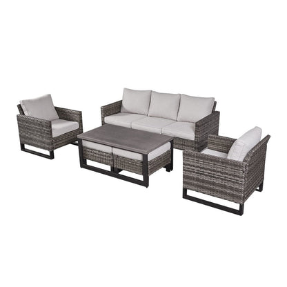 Set di 6 divani da esterno con sedia e pouf