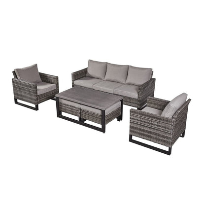 Set di 6 divani da esterno con sedia e pouf