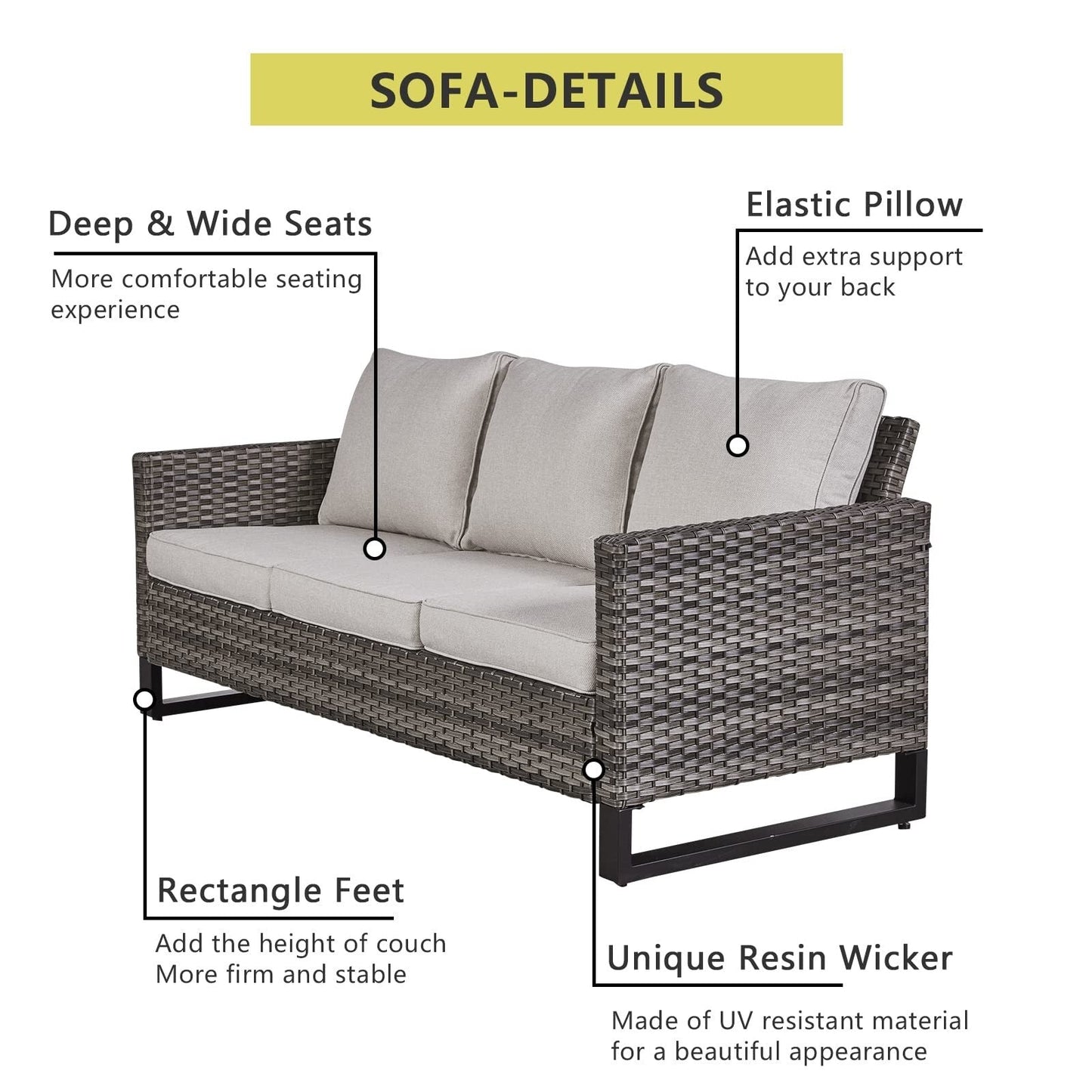 Set di 6 divani da esterno con sedia e pouf