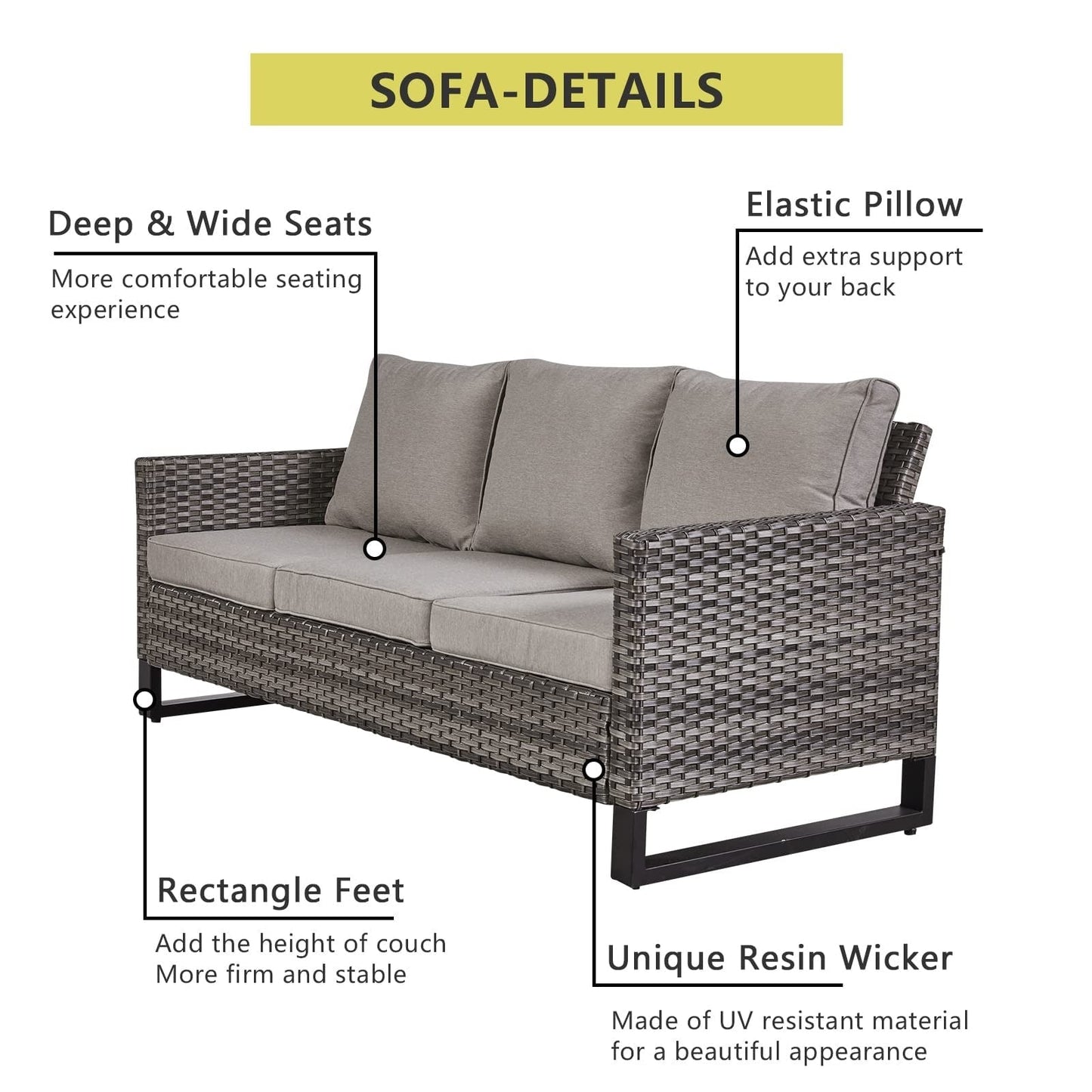 Set di 6 divani da esterno con sedia e pouf