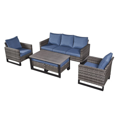 Set di 6 divani da esterno con sedia e pouf